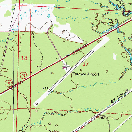 Topographic Map of Fordyce Municipal Airport, AR