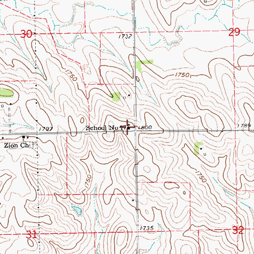 Topographic Map of School Number 77 (historical), NE