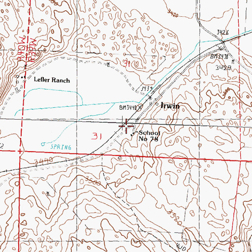 Topographic Map of Irwin Public School, NE