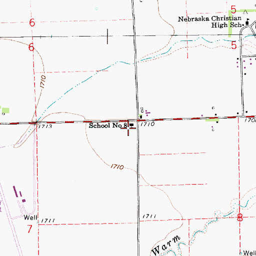 Topographic Map of School Number 8, NE