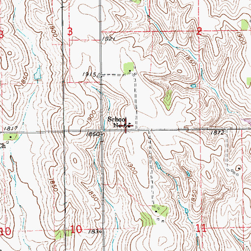 Topographic Map of Shell Creek Public School, NE
