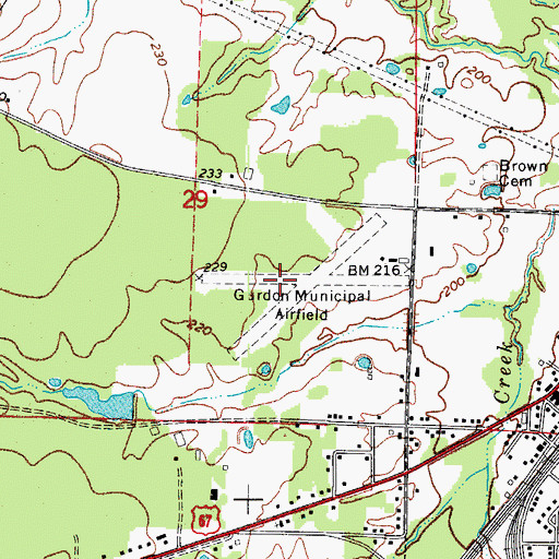 Topographic Map of Gurdon Lowe Field, AR