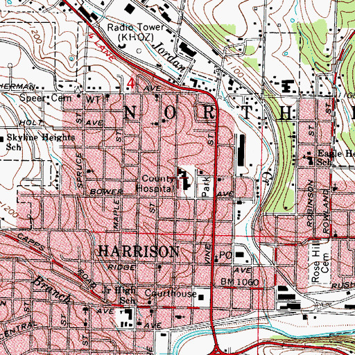 Topographic Map of North Arkansas Medical Center Heliport, AR