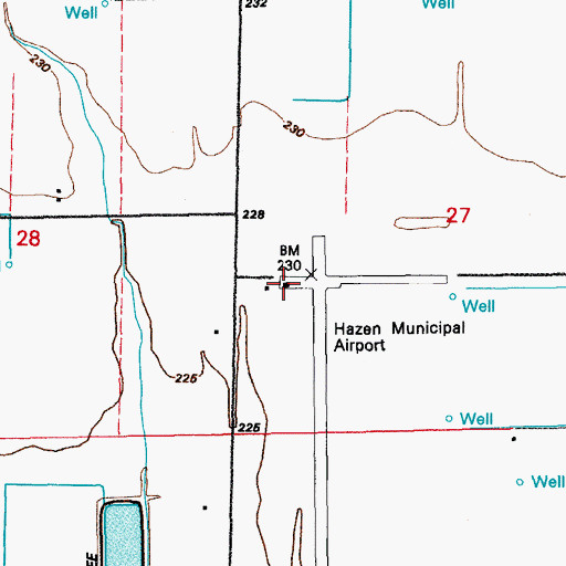 Topographic Map of Hazen Municipal Airport, AR