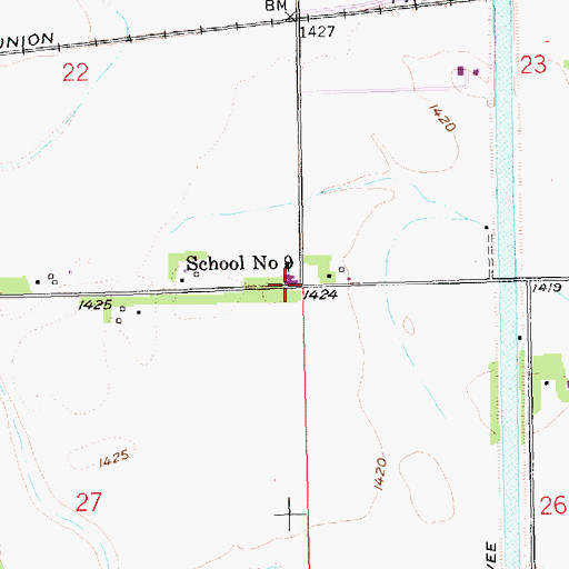 Topographic Map of School Number 9, NE