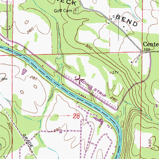 Topographic Map of River Acres Airport, AR