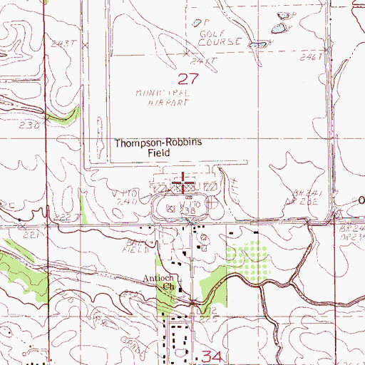 Topographic Map of Thompson-Robbins Airport, AR