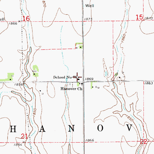 Topographic Map of Hanover Public School, NE