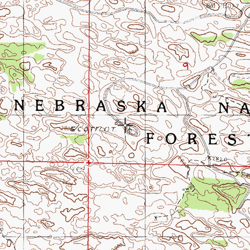 Topographic Map of Scott Lookout Tower, NE