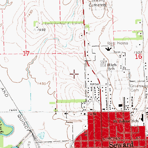 Topographic Map of Seward Country Club, NE