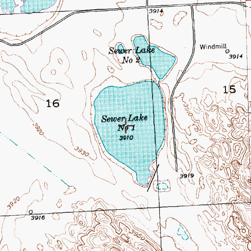 Topographic Map of Sewer Lake Number 1, NE