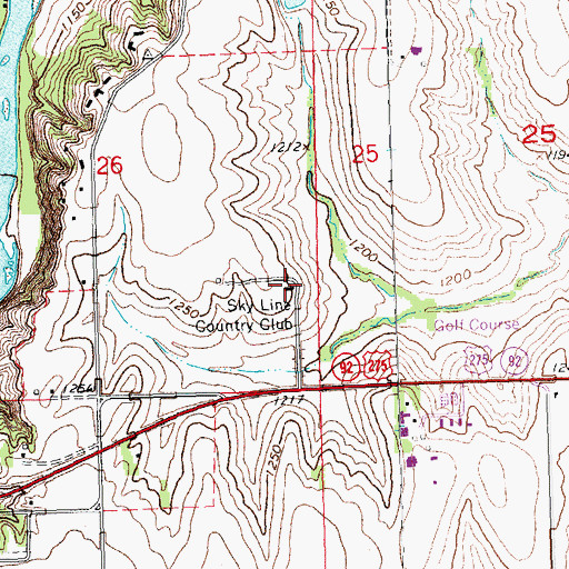 Topographic Map of Skyline Woods Country Club, NE