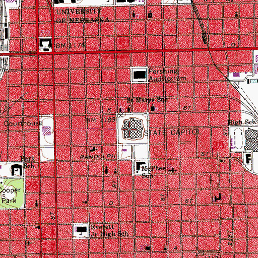 Topographic Map of Nebraska State Capitol, NE