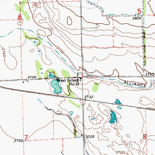 Topographic Map of West School Number 44, NE