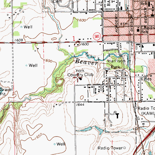 Topographic Map of York Country Club, NE