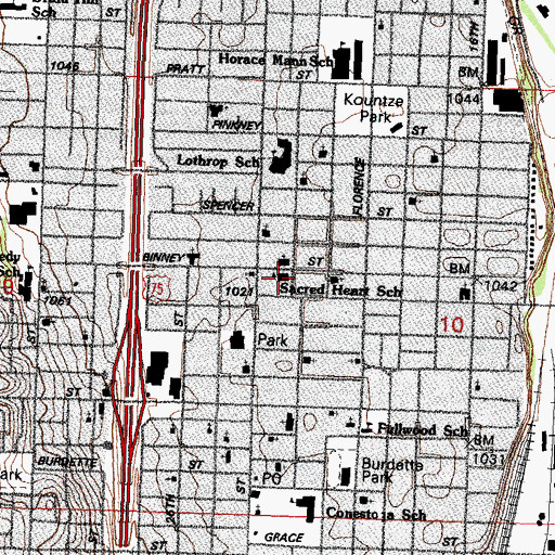 Topographic Map of Sacred Heart School, NE