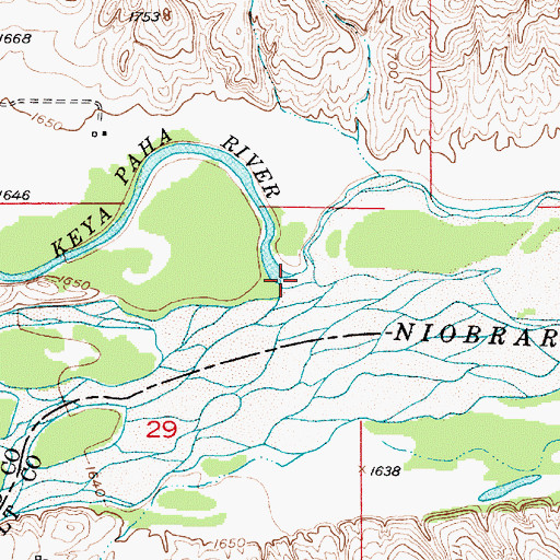 Topographic Map of Keya Paha River, NE