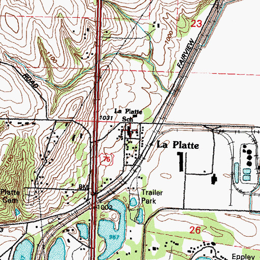 Topographic Map of LaPlatte School, NE
