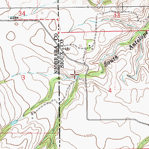 Topographic Map of South Prong South Antelope Creek, NE