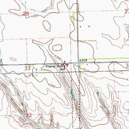 Topographic Map of Prairie Home School, NE