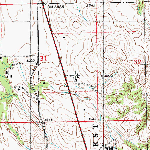 Topographic Map of Pine Ridge District Ranger Office, NE