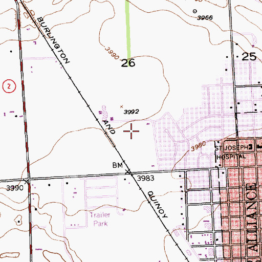 Topographic Map of KCOW-AM (Alliance), NE
