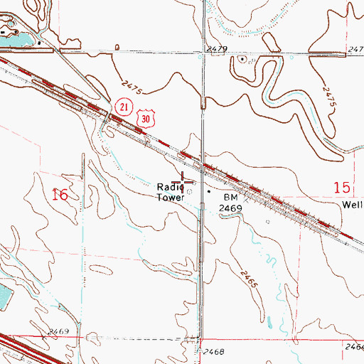 Topographic Map of KAMI-AM (Cozad), NE