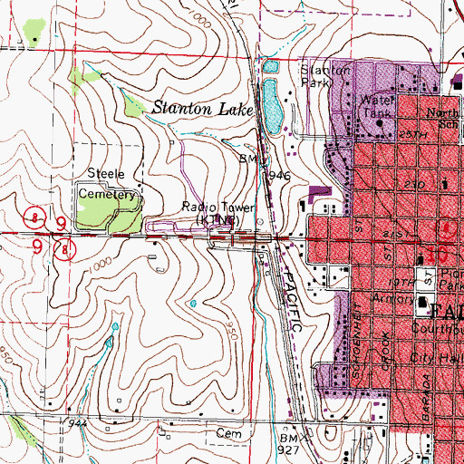 Topographic Map of KTNC-AM (Falls City), NE