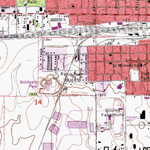 Topographic Map of KHAS-AM (Hastings), NE