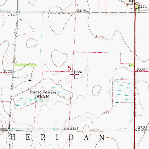 Topographic Map of KRVN-AM (Lexington), NE
