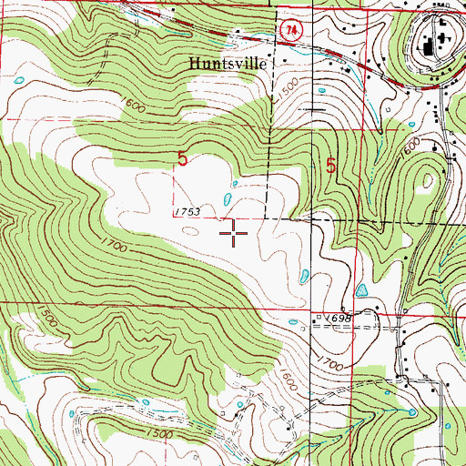 Topographic Map of Huntsville Municipal Airport, AR