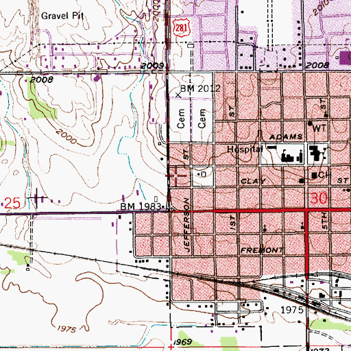 Topographic Map of KBRX-AM (O'Neill), NE