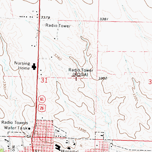 Topographic Map of KOGA-AM (Ogallala), NE
