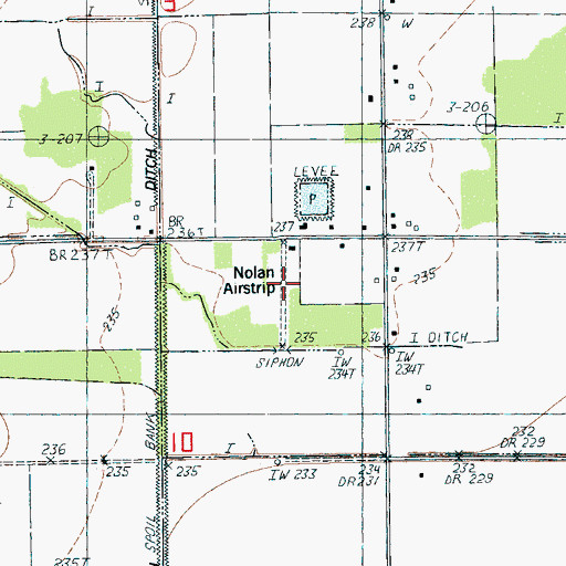 Topographic Map of Nolan Airport (historical), AR