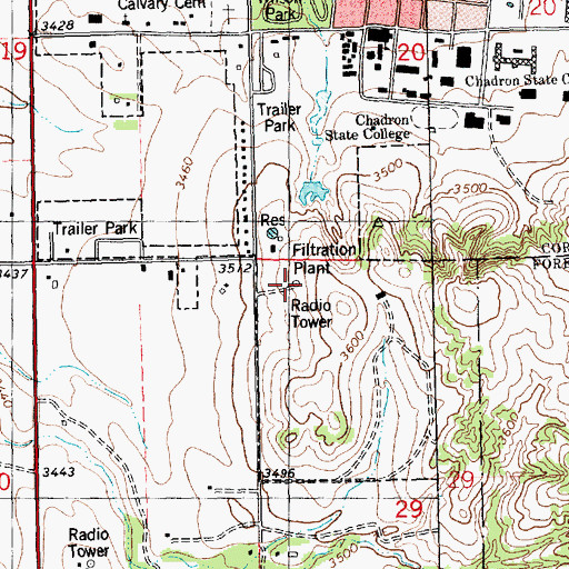 Topographic Map of KCNE-FM (Chadron), NE