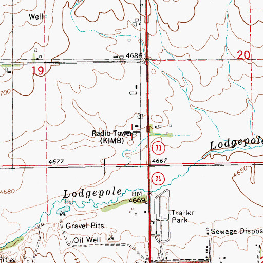 Topographic Map of KDOT-FM (Kimball), NE