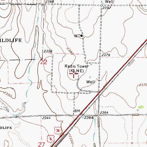 Topographic Map of KLNE-FM (Lexington), NE