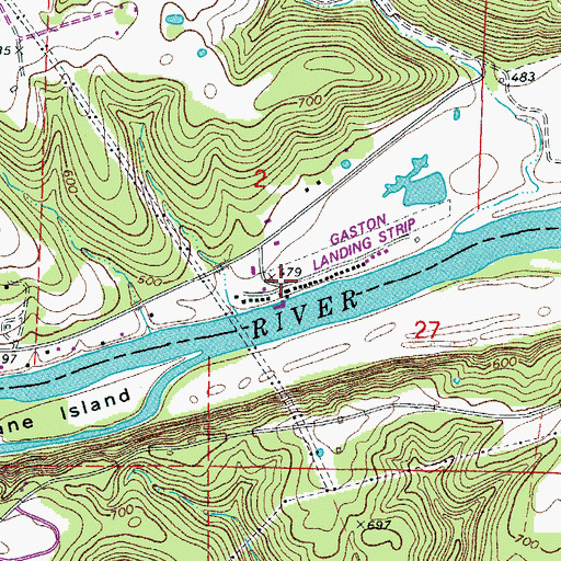 Topographic Map of Gastons Airport, AR