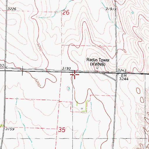 Topographic Map of KWNB-TV (Hayes Center), NE