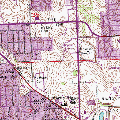 Topographic Map of KMTV-TV (Omaha), NE