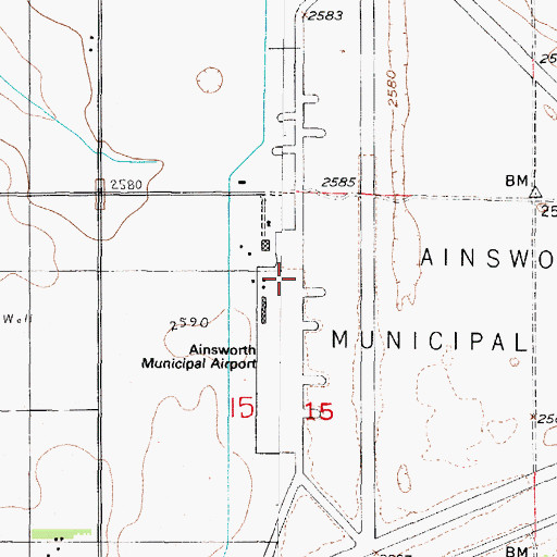 Topographic Map of Ainsworth Regional Airport, NE