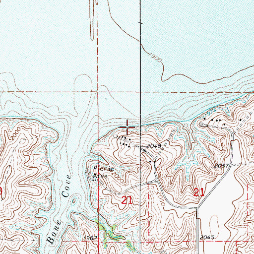 Topographic Map of Harlan County Lake Seaplane Base, NE