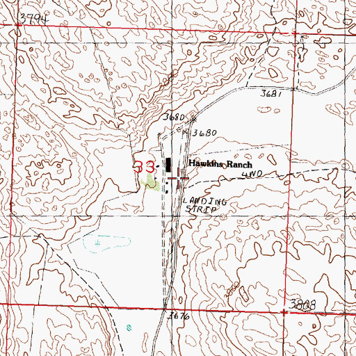 Topographic Map of Hawkins Ranch Airport (historical), NE