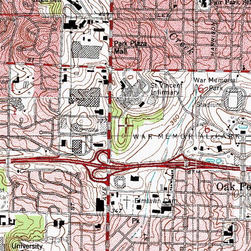 Topographic Map of Uams Heliport, AR