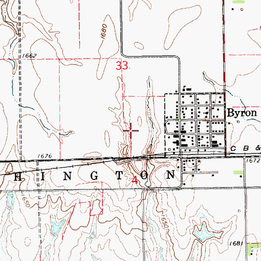 Topographic Map of Byron Airport (historical), NE
