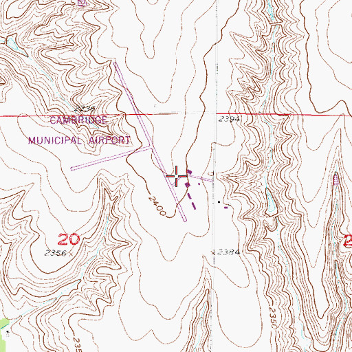 Topographic Map of Cambridge Municipal Airport, NE
