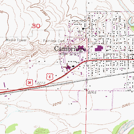 Topographic Map of Cambridge Memorial Hospital Heliport, NE