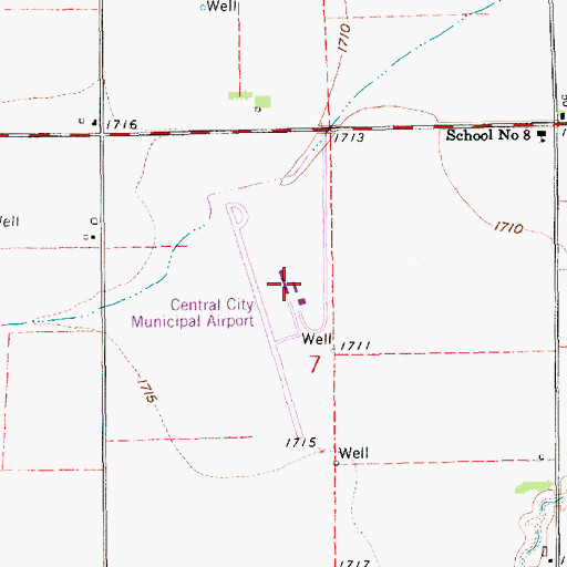 Topographic Map of Central City Municipal Airport - Larry Reineke Field, NE
