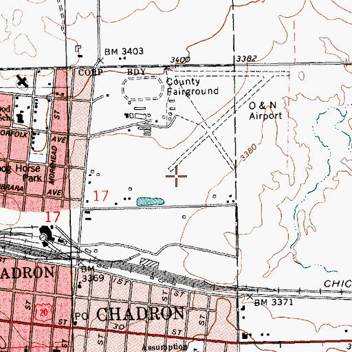 Topographic Map of O and N Airport (historical), NE