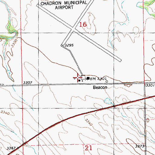 Topographic Map of Chadron Municipal Airport, NE